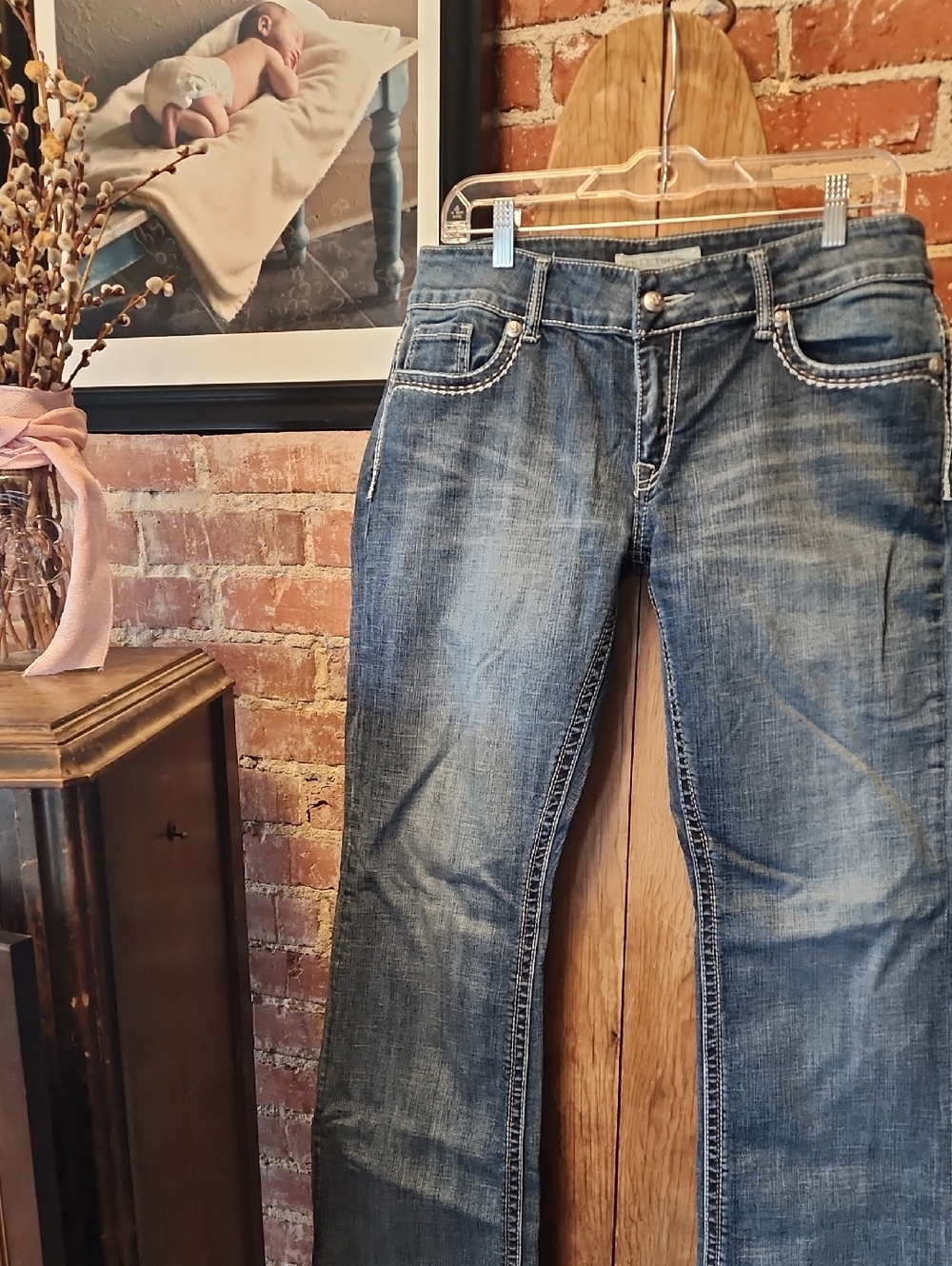 Stetson Women's Bootcut Jeans in Faded Blue Denim